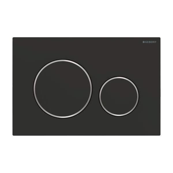 Avtryckarplatta - GEBERIT - Sigma20 - Matt svart/Ljus krom - Väggmontering - 3/6L