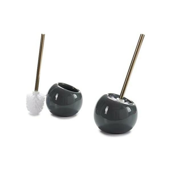 Toalettborste Keramik Silvrig Rostfritt stål 15 x 33,5 x 15 cm - Svart