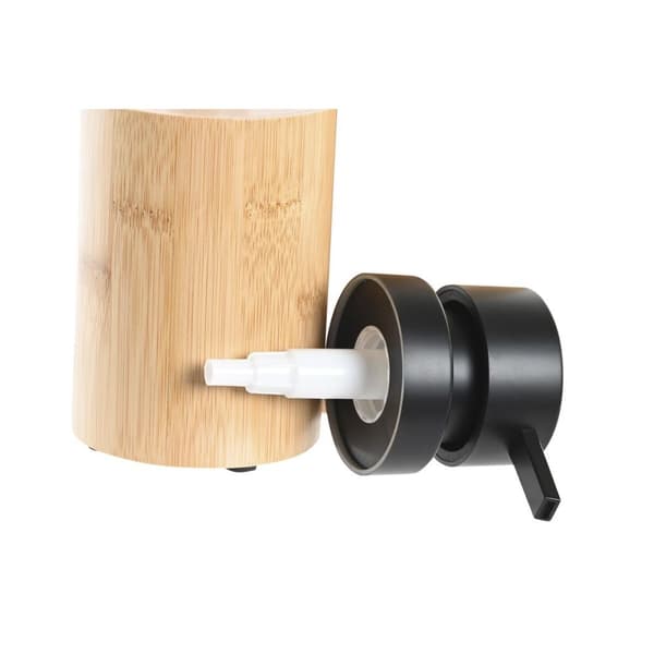 Tvåldispenser DKD Home Decor Svart Naturell Bambu polypropen Loft 8 x 8 x 16 cm