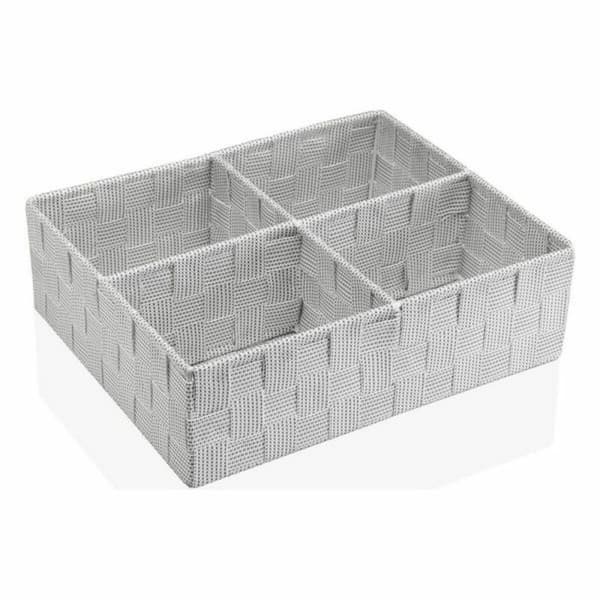 Kasse med rum Tekstil (27 x 10 x 32 cm) - Grå