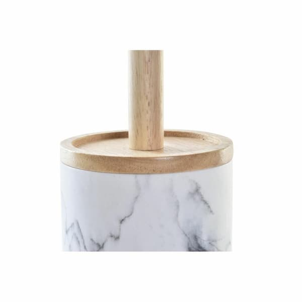 Toiletbørste DKD Home Decor Hvid Natur Metal Harpiks Naturgummi Marmor Scandi 30 x 40 cm 10,3 x 10,3 x 38 cm