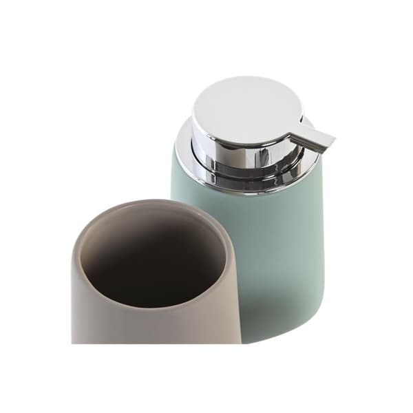 Sæbedispenser DKD Home Decor 9 x 9 x 14,5 cm Beige Mint ABS Dolomite (2 enheder)