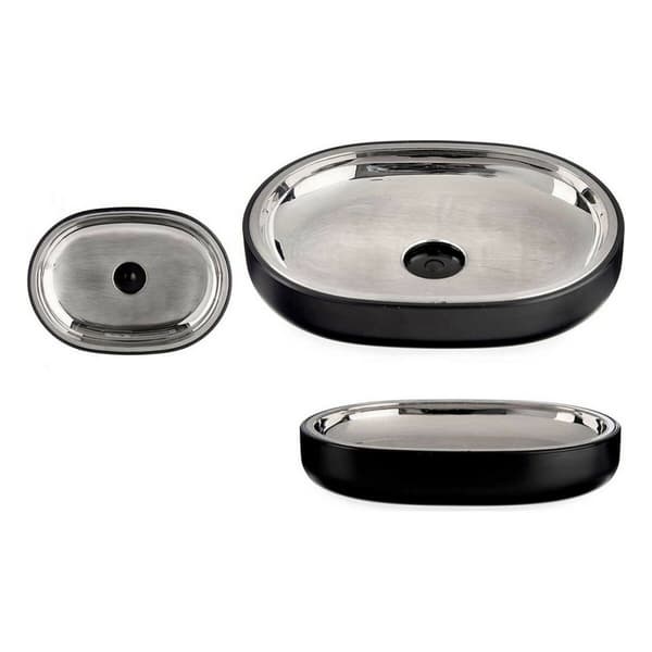 Sæbeskål Berilo BP15-004-1 Sort Rustfrit stål Plastik 9,5 x 2,5 x 13 cm (6 enheder)
