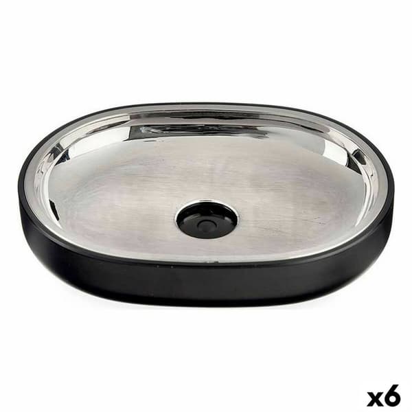 Sæbeskål Berilo BP15-004-1 Sort Rustfrit stål Plastik 9,5 x 2,5 x 13 cm (6 enheder)