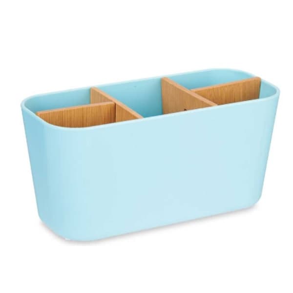 Tandbørsteholder Berilo B9045-BLUE Blå Bambus polypropylen 21 x 10 x 9 cm (6 enheder)