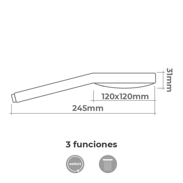 Suihkupää EDM 01332 ABS Neliö Kromattu 12 x 3,1 x 24,5 cm
