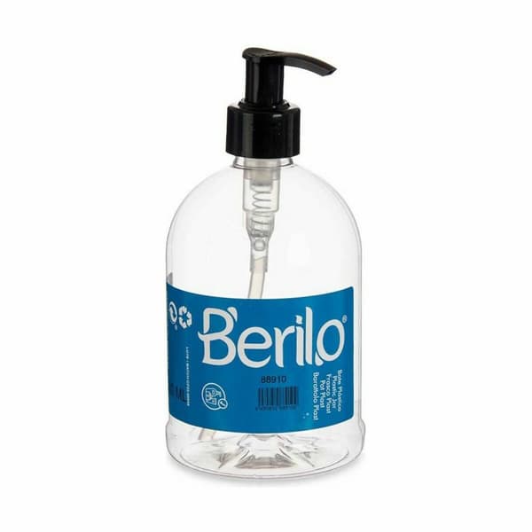 Saippua-annostelija Berilo SE1205-DOSIFICADOR Musta Läpinäkyvä Muovinen 500 ml 8 x 16,5 x 8 cm (12 osaa)