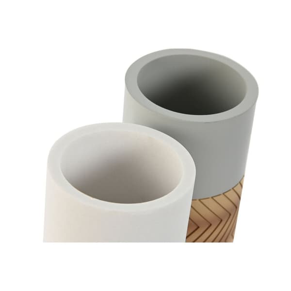 Glas Home ESPRIT Vit Grå Naturell Harts 7 x 7 x 10,5 cm (2 antal)