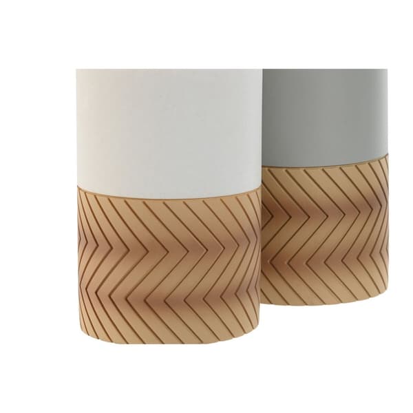 Glas Home ESPRIT Vit Grå Naturell Harts 7 x 7 x 10,5 cm (2 antal)