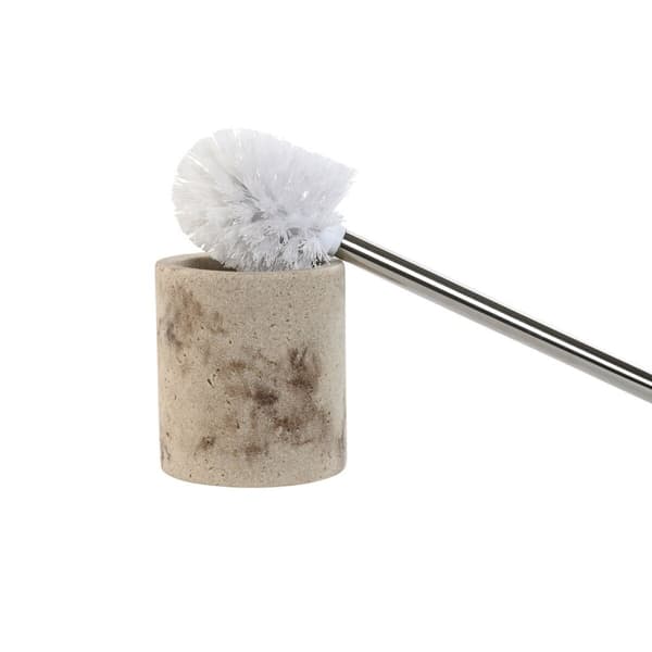 Toiletbørste Home ESPRIT Flødefarvet Sølvfarvet Harpiks Polyetylen 10,5 x 10,5 x 37 cm