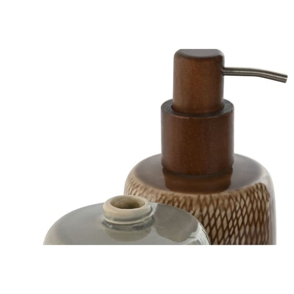 Tvåldispenser Home ESPRIT Brun Grå Polyetylen Stengods 8,5 X 8,5 X 16 cm (2 antal)