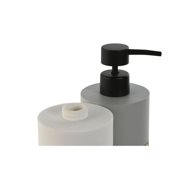 Saippua-annostelija Home ESPRIT Valkoinen Harmaa Luonnollinen Hartsi Polyetyleeni 7,5 x 7,5 x 18,5 cm (2 osaa)