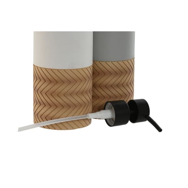 Saippua-annostelija Home ESPRIT Valkoinen Harmaa Luonnollinen Hartsi Polyetyleeni 7,5 x 7,5 x 18,5 cm (2 osaa)