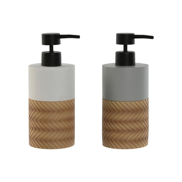 Saippua-annostelija Home ESPRIT Valkoinen Harmaa Luonnollinen Hartsi Polyetyleeni 7,5 x 7,5 x 18,5 cm (2 osaa)