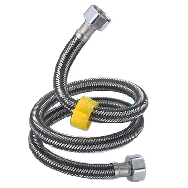 INF Dubbelsidig inloppsslang (2-pack) - Svart och vit flätad rostfritt stål, 1 meter (304 mutter)