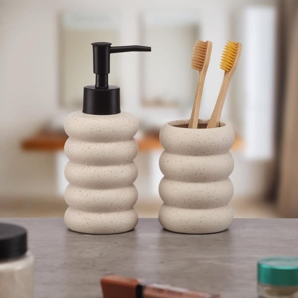 Sæbedispenser Versa Beige Keramik Bambus