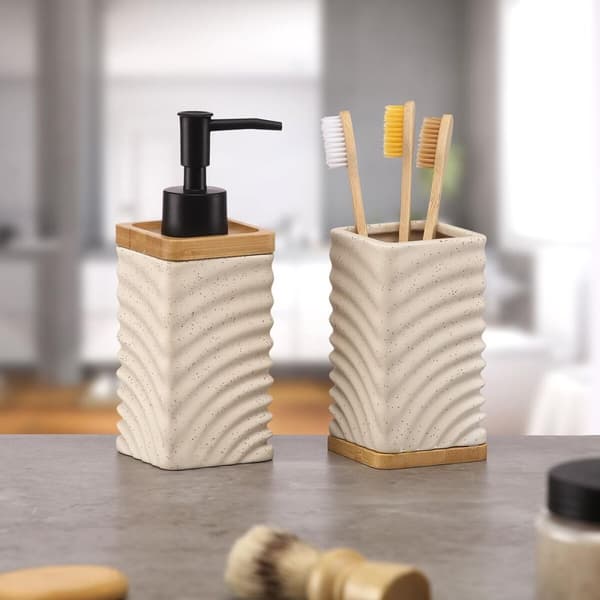 Tvåldispenser Versa Beige Keramik Bambu