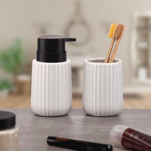 Tvåldispenser Versa Vit Keramik Bambu