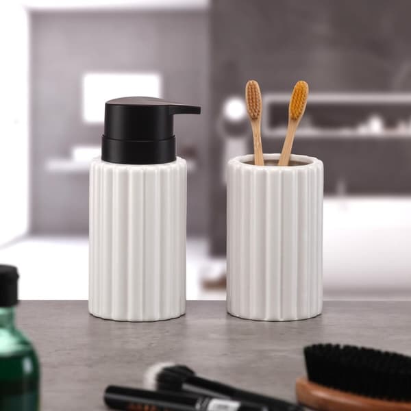 Tvåldispenser Versa Vit Keramik Bambu