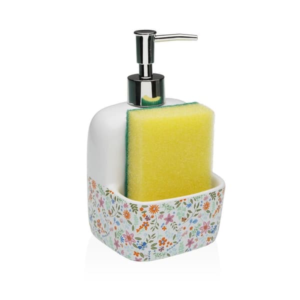 Tvåldispenser Versa Keramik Virágok 9,4 x 17,8 x 10,5 cm