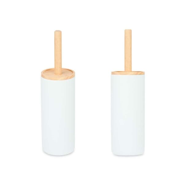 Toiletbørste Berilo B5456BC-5 - 439 Hvid Træ Harpiks 10,2 x 38 x 10,2 cm (4 enheder)