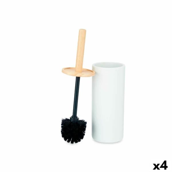 Toiletbørste Berilo B5456BC-5 - 439 Hvid Træ Harpiks 10,2 x 38 x 10,2 cm (4 enheder)