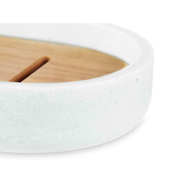 Sæbeskål Berilo B5456BC-4 - 455 Hvid Harpiks Bambus 12,5 x 2,5 x 8,5 cm (6 enheder)