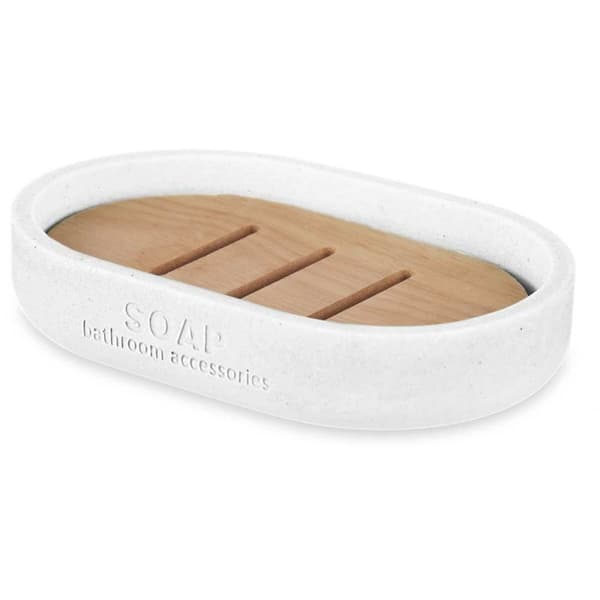 Sæbeskål Berilo B5456BC-4 - 455 Hvid Harpiks Bambus 12,5 x 2,5 x 8,5 cm (6 enheder)