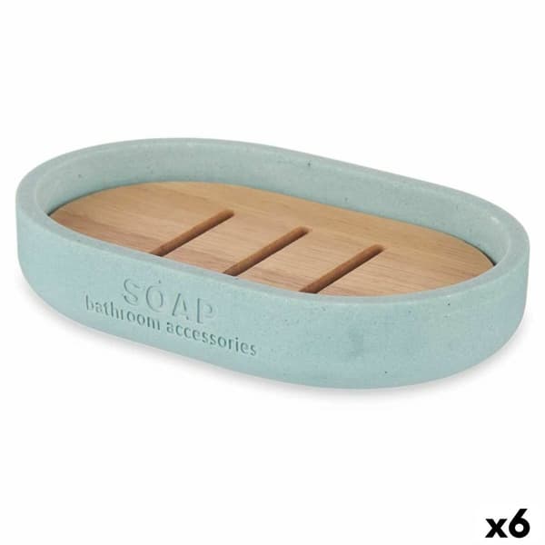 Sæbeskål Berilo B5456BC-4 - 457 Blå Harpiks Bambus 12,5 x 2,5 x 8,5 cm (6 enheder)