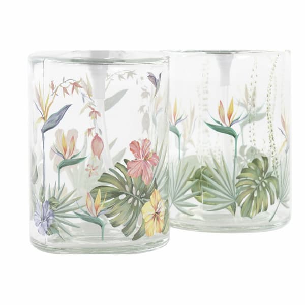 Saippua-annostelija DKD Home Decor Trooppinen Kristalli Monivärinen ABS (10 x 8 x 17 cm) (2 osaa)