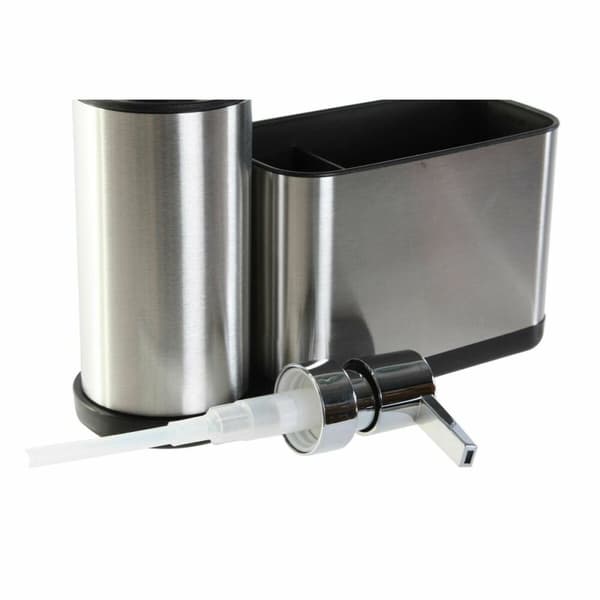 Tvåldispenser DKD Home Decor Kök Silvrig Rostfritt stål PP (20,3 x 7 x 17,5 cm)