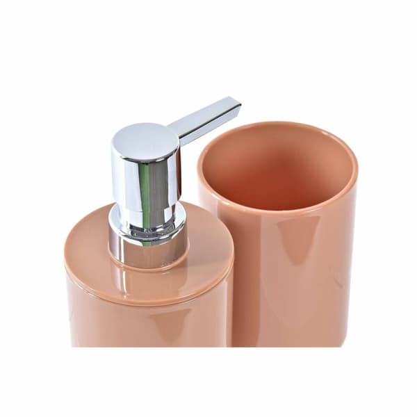 Conjunto de Banho DKD Home Decor Natur Grå Orange Koral Aluminium Bambus PS Moderne (9 x 7 x 16 cm) (2 enheder) (7 x 7 x 16 cm)