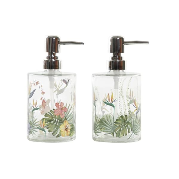 Såpedispenser DKD Home Decor Tropisk Krystall Flerfarget ABS (10 x 8 x 17 cm) (2 enheter)