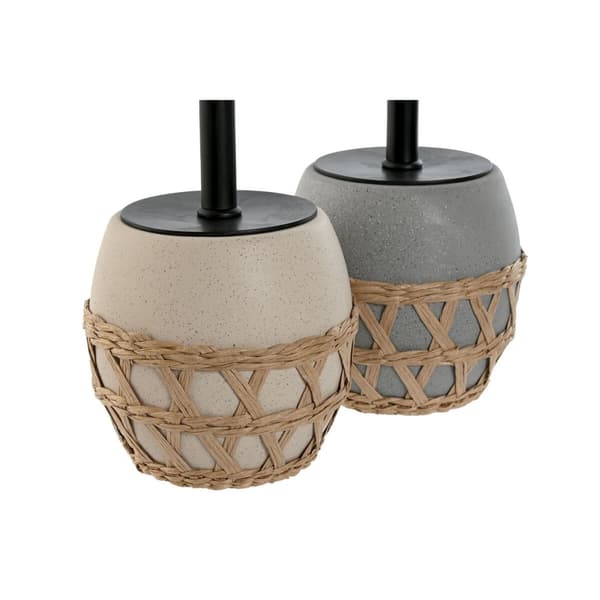 Toiletbørste Home ESPRIT Sort Grå Flødefarvet Fiber Dolomite 11 x 11 x 38 cm (2 enheder)