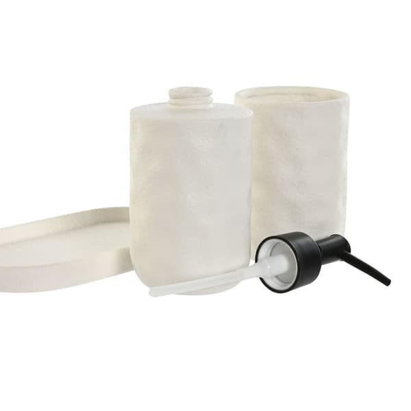 Conjunto de Banho Home ESPRIT Hvid ABS Dolomite 17,5 x 9,5 x 18 cm 3 Dele
