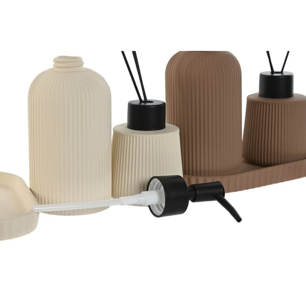 Badesett Home ESPRIT Krem Terrakotta ABS Dolomite 17 x 9 x 2 cm 3 Deler (2 enheter)