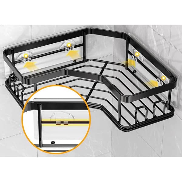 Självhäftande Badrumshyllor | 2-Pack Duschhylla utan Borrning Svart