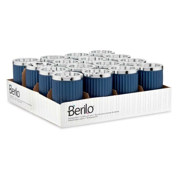 Glas Berilo 3436-5 Blå Plastik 7,5 x 11,5 x 7,5 cm (16 enheder)
