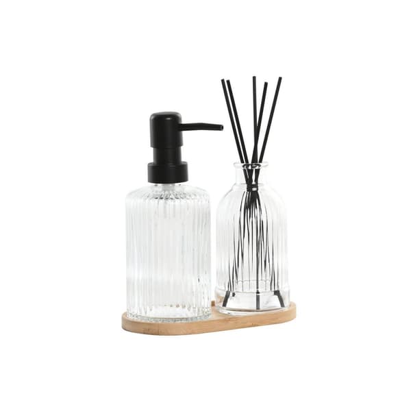 Badkit Home ESPRIT Svart Transparent Bambu Glas Modern 3 Delar