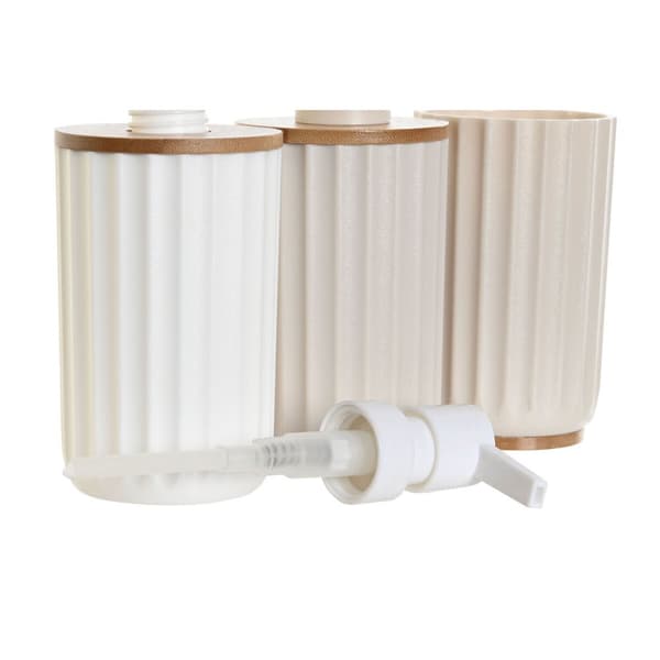 Badkit DKD Home Decor Vit Beige Bambu polystyren 16 x 9 x 18 cm 3 Delar (2 antal)