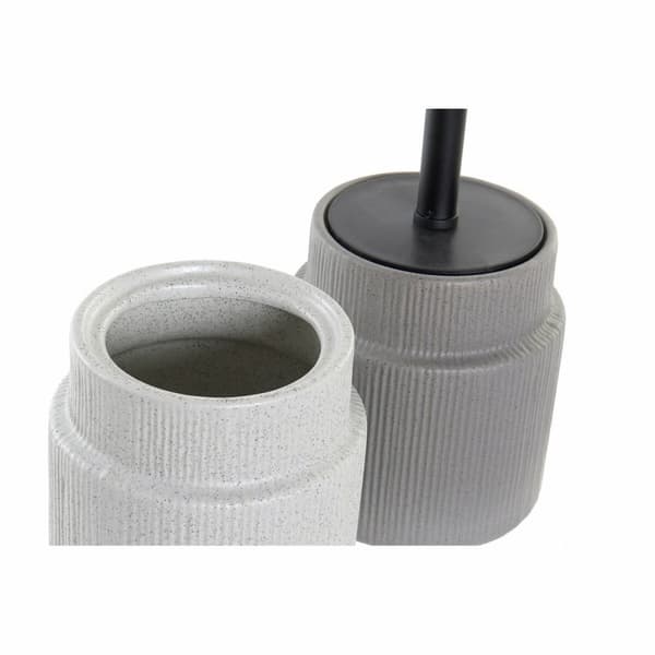 Toalettborste DKD Home Decor Ljusgrå Mörkgrå Stål Stengods Scandi 10 x 10 x 39 cm (2 antal)