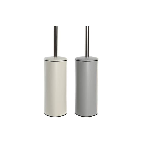Toiletbørste DKD Home Decor Beige Grå Flødefarvet Metal Rustfrit stål 9,5 x 9,5 x 38,5 cm (2 enheder)