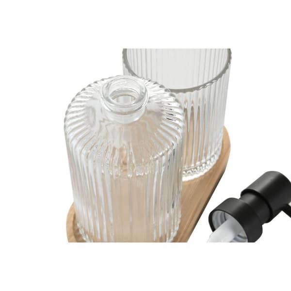 Badesett Home ESPRIT Gjennomsiktig Naturell Bambus Krystall Moderne 3 Deler