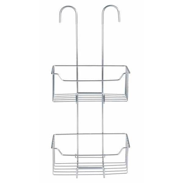WENKO Milo termostat hängande duschhylla, 2 hängande duschkorgar, rostfritt stål, 25x55x14 cm, blank