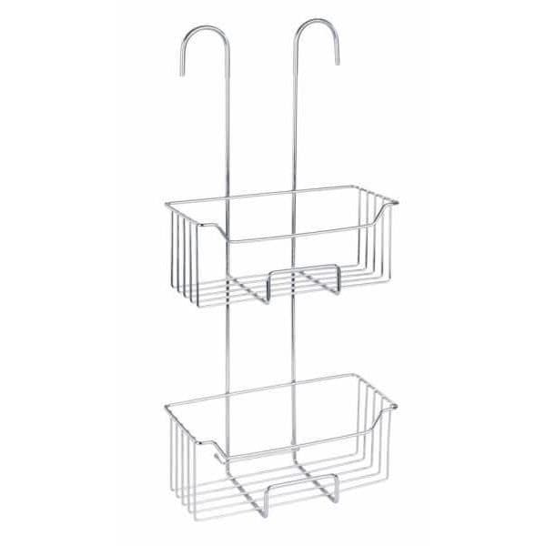 WENKO Milo termostat hängande duschhylla, 2 hängande duschkorgar, rostfritt stål, 25x55x14 cm, blank