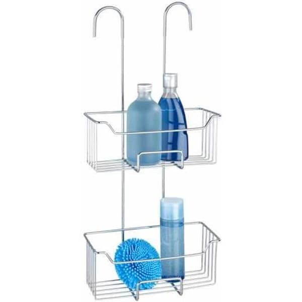 WENKO Milo termostat hängande duschhylla, 2 hängande duschkorgar, rostfritt stål, 25x55x14 cm, blank