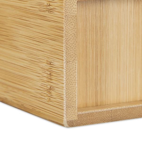 Relaxdays Tandborsthållare HxlxP: 11 x 6,5 x 6,5 cm bambu natur glas badrum, natur