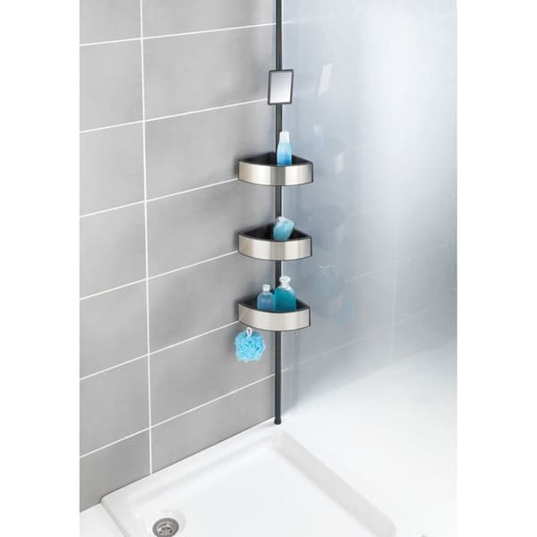 Teleskophylla - WENKO - Premium - 3 korgar - Aluminium - Mattsvart - Borrfri lösning