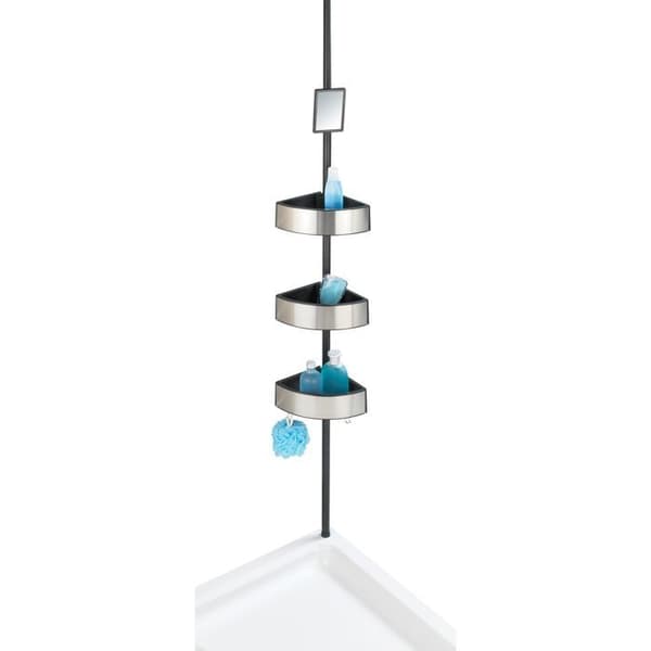 Teleskophylla - WENKO - Premium - 3 korgar - Aluminium - Mattsvart - Borrfri lösning