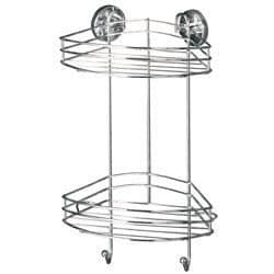 Hörnhylla - WENKO - 2 korgar - Fastsättning utan borrning - Kromat stål - 23x43x21 cm